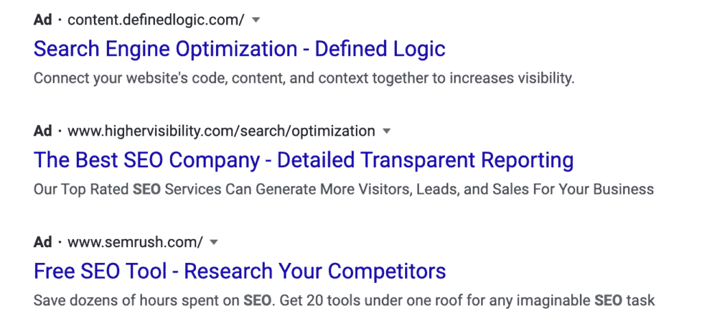 Search Engine Optimization Ads