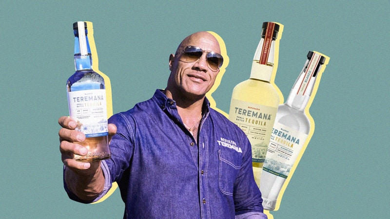 The Rock holding a bottle of Teremana Tequila