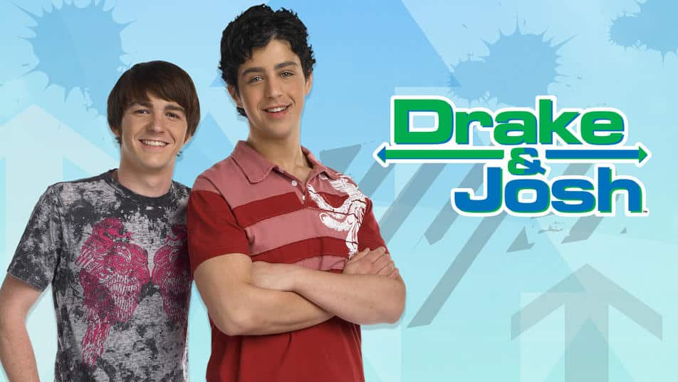 Drake and Josh posing together for the cover of Drake & Josh