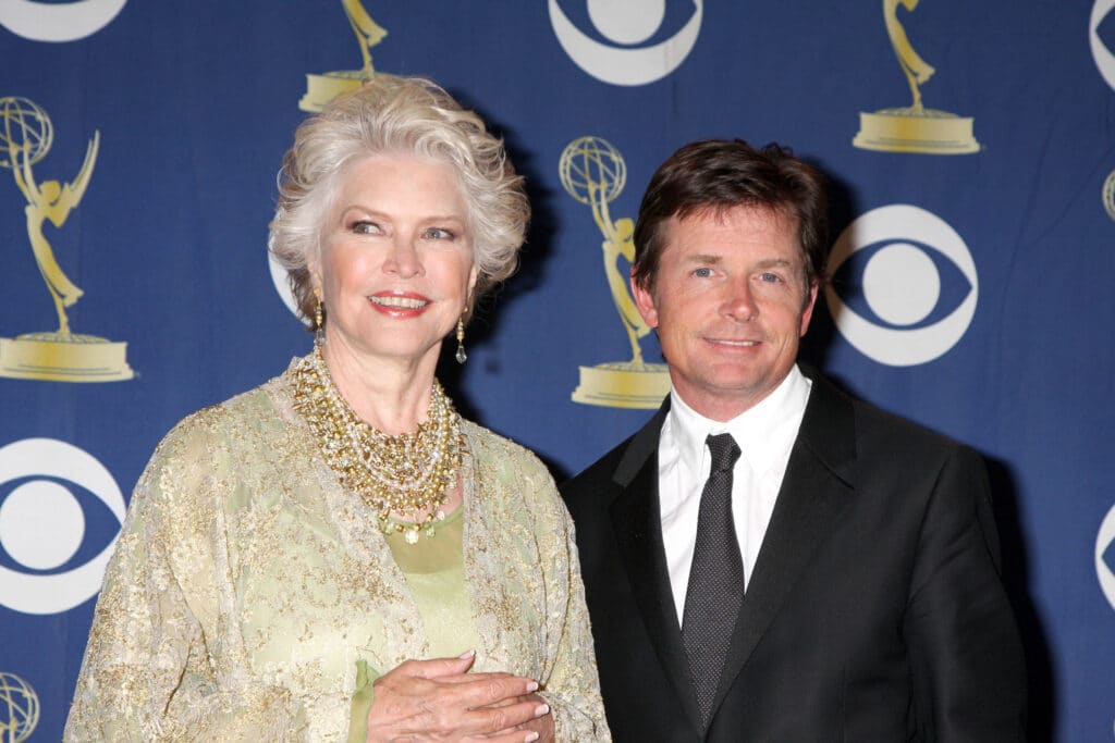 Ellen Burstyn and Michael J. Fox in the Press Room at the 61st Annual Primetime Emmy Awards