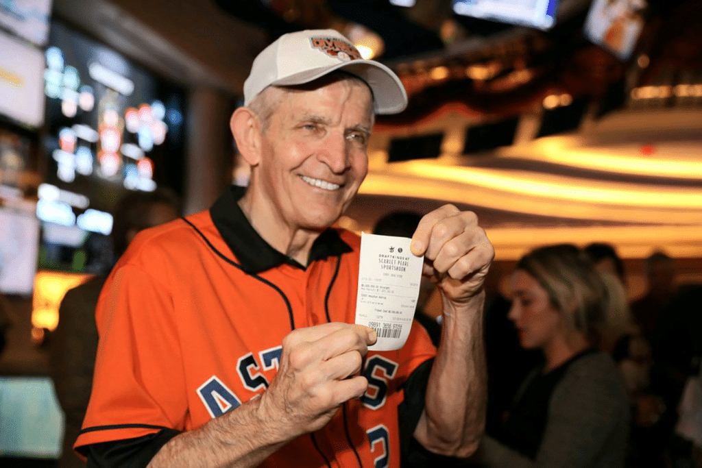 Jim "Mattress Mack" McIngvale smiles after placing a $3.5 million bet on the Astros winning the World Series.